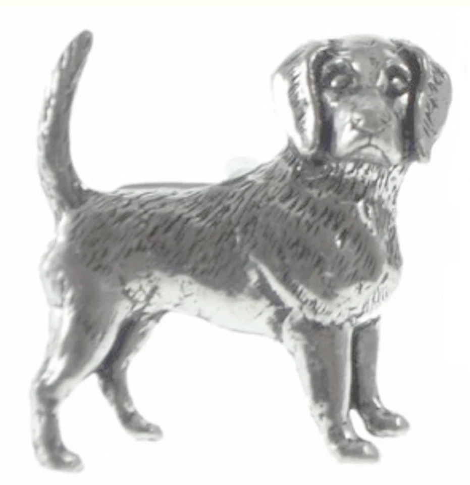 Gemelos Beagle perro caza peltre inglés para hombre regalo por gemelos directos Foto 3 de 4