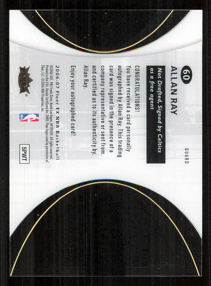 2006-07 E-X #60 Allan Ray AU RC /899 - Image 2 of 2