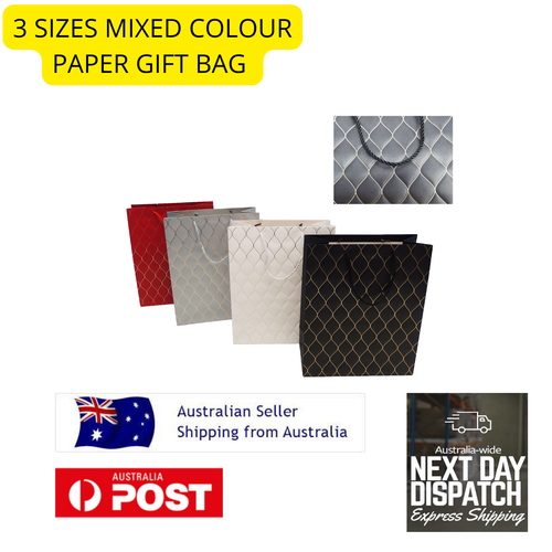 3 SIZES Paper Gift Carry Bags Party With Handles 12pcs Multicolored For