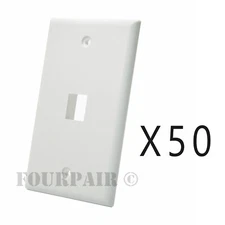 50 Pack Lot - Keystone 1 Hole Port Jack Wall Face Plate Network CAT5e CAT6 White