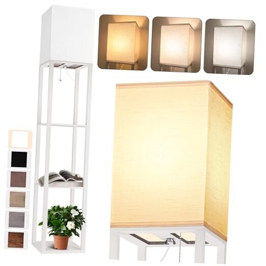Floor Lamp with Shelves for Living Room Shelf Floor Lamp with 3 CCT LED White