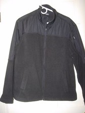 MENS BLACK FLEECE ZIPPER JACKET COAT WINTER HIKING BASE LAYER CASUAL SIZE L 48"