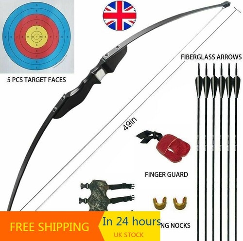 40LBS Archery Recurve bow Longbow archery Arrow recurve riser hunting bow set - Picture 2 of 14