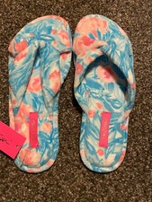 LILLY PULITZER PRINTED VELOUR SLIPPERS SIZE 7/8 - NEW 