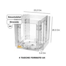 ESPOSITORE PORTA DEPLIANT A4 GIREVOLE DA BANCO UFFICIO SCRIVANIA NEGOZIO PDG400