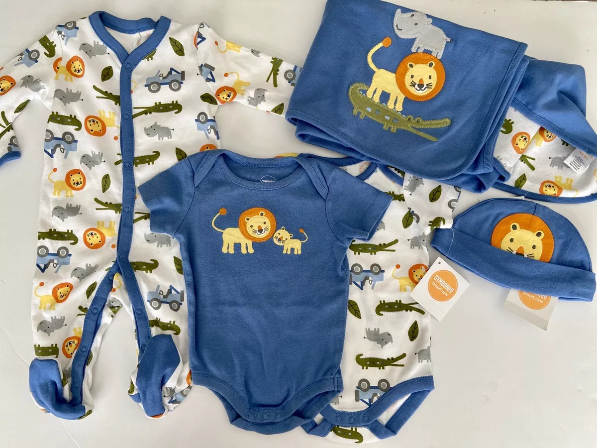 NWT Infant Boy 3-6 Gymboree BRAND NEW LION Cotton 5pc Blanket Layette Set &  MORE