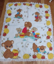 Precious Moments Baby Blanket Pre-Quilted Double Sided Honey Bear 34 x 43 Ruffle