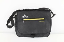 Lacoste Parfums Challenge Crocodile Logo Spell Out Crossbody Messenger Bag Black