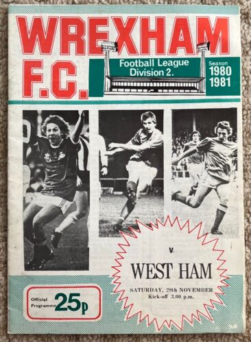 WREXHAM v WEST HAM UNITED (LEAGUE DIVISION TWO) 29th NOVEMBER 1980 - Picture 1 of 3