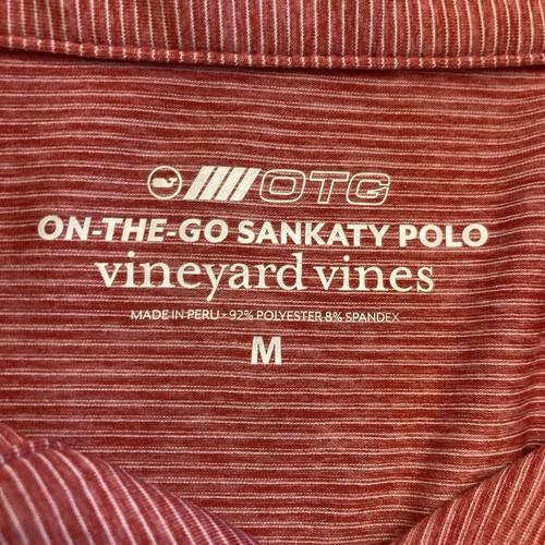 Vineyard Vines On The Go Sankaty Mens Medium Red & White Striped Polo EUC - Imagen 3 de 6