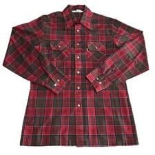 Vintage 70s Levi  s Plaid Long Sleeve Shirt Mens Large Flannel Green Red Big E