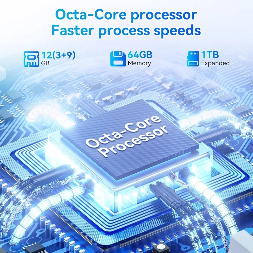 Tablet 10" Inch Android 14 Octa-Core 12GB RAM 1TB Expand 5G Keyboard Mouse Case - Image 4 of 4