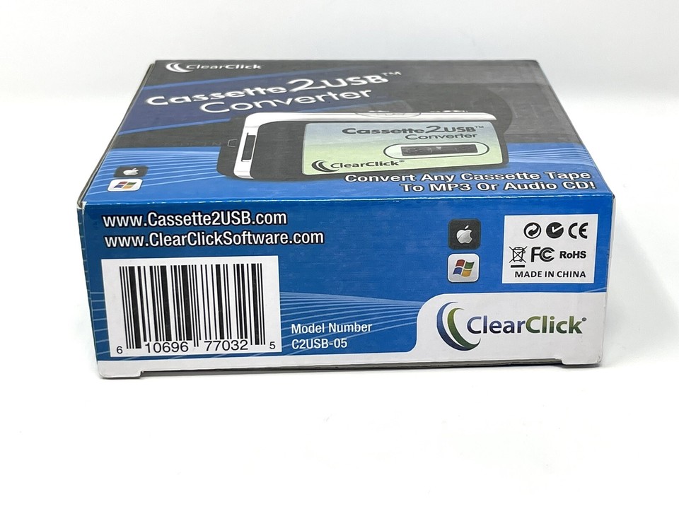ClearClick Cassette 2 USB Converter Convert Cassette Tape to MP3 or