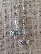 Boho handmade beaded dangle earrings With Cross