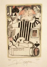 Yuri NOZDRIN Etching Playing Card Hand Colored Etching series Jack of Spades