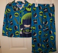 Batman Blue Flannel Flame Resistant 2 Piece Pajama PJ Set Boys Toddler 4T NWT