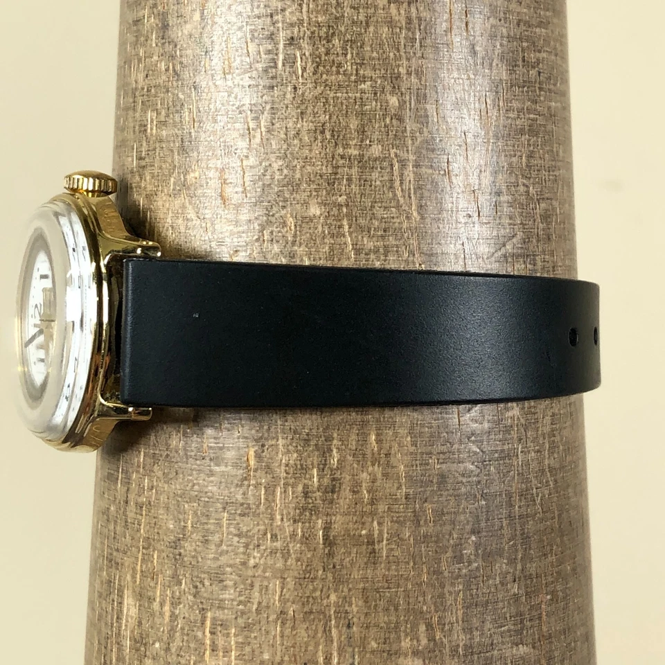 Женские механические аналоговые часы Acqua Timex черная кожа круглые 25 мм завод 6 1/4 дюйма - Изображение 3 из 4