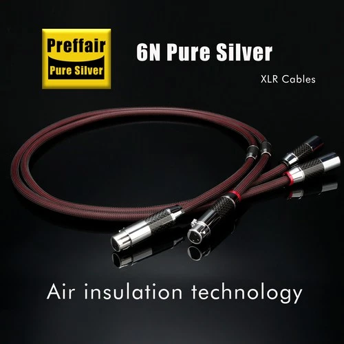 Pair 6N Pure Silver 2XLR Balanced Interconnect 4 Cores Cable 3pins Silver plated