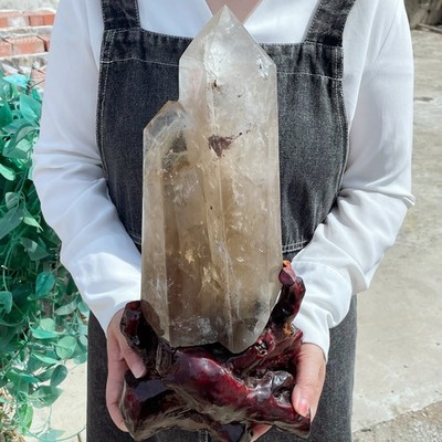 10.7LB Natural Smoky Quartz Crystal Point Obelisk Healing Home Decor G6840