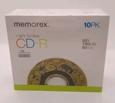 Memorex Light Scribe CD-R, 10 Pack, 52X 700MB 80 Minutes, CD Recordable Media