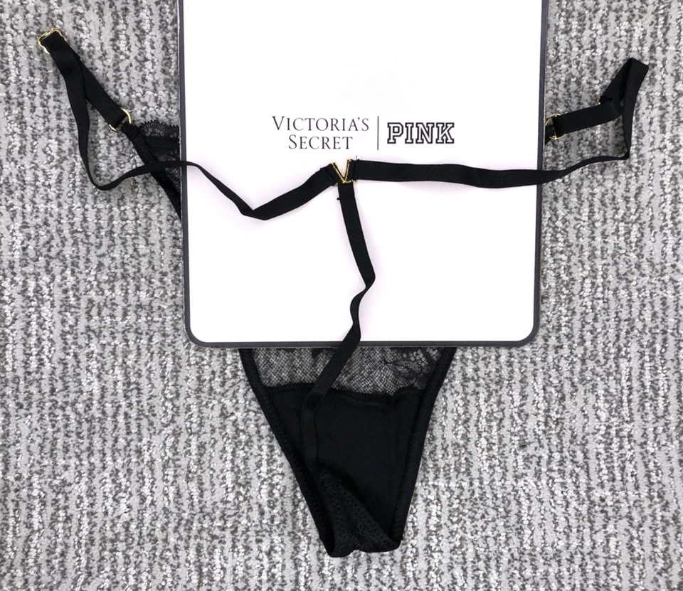 Victoria's Secret Very Sexy NWT XXL Black Lace Adjustable V String Panty - Image 3 of 4