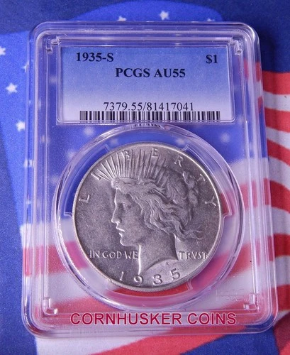 1935-S PEACE SILVER DOLLAR PCGS AU-55