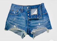 Levi s Premium 501 High Rise Distressed Cutoff Denim Shorts