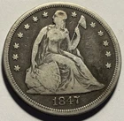 1847 Seated Liberty Silver Dollar — Circulated