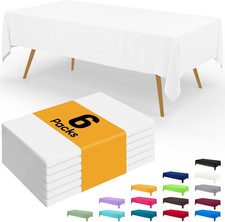 Disposable Table Cloth - 6 Pack, 54 x 108 Inch Waterproof Rectangle Tablecloths