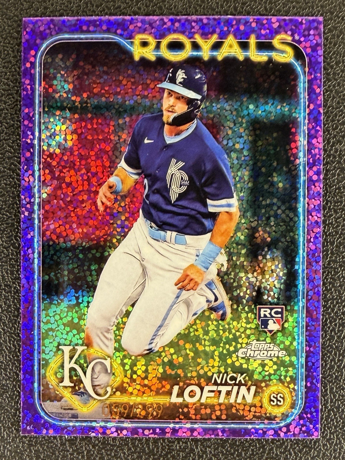 2024 Topps Chrome Nick Loftin Purple Speckle Refractor RC #183 Royals /299