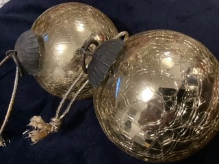 vintage mercury glass Kugel decorative balls gold colour