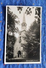 historische Postkarte, Zwanziger, Bonifatius Kirche Schenefeld, mit Briefmarke