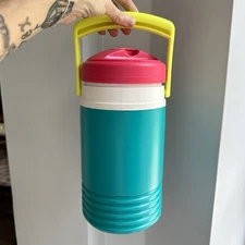 Vintage 90’s Igloo Half Gallon Drink Cooler Pink Turquoise Yellow