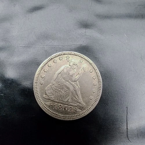 1853 25c Arrows & Rays Liberty Seated Quarter AU About UNC Rare Coin 💰🪙