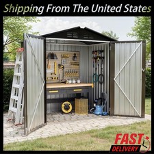 6x4 FT Outdoor Metal Storage Shed with Apex Roof Waterproof Garden Tool Storage