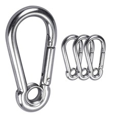 4pcs 5/16'' Stainless Steel Snap Hook M8 Carabiner Clip with Eyelet 400lb Load
