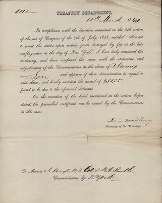 LEVI WOODBURY - PRINTED DOCUMENT SIGNED IN INK 03/10/1840
