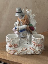 Superbe Ancienne Porcelaine de Saxe Peinte à la main Fin 19ème Double Coquetier