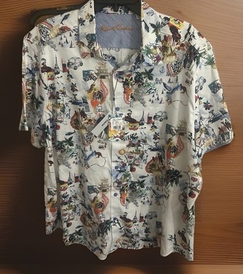 Robert Graham Shirt TRIPPIN NYC Paris Hawaii Australia Travel LOUD XXXL $238 3XL