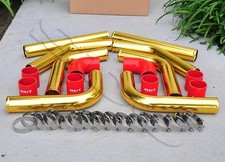 8 Pieces 2.5 Gold Intercooler Piping Red Silicone Coupler T-blot Clamp Kit 8 Pieces 2.5 Gold Intercooler Piping Red Silicone Coupler T-blot Clamp Kit