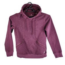 Womens Adidas Burgundy Pullover Hoodie Zip Pockets Long Sleeve Cotton Blend M