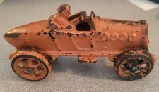 1920's AC Williams Cast Iron Boat Tail Speedster Racer Race Car Orange
