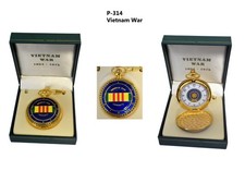 Vietnam War Commemorative Pocket Watch 1954-1975 Veteran Gift Gold Tone Boxed