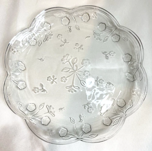 Anchor Hocking Savannah Clear 10" Single Dinner Plate Pressed Floral Motif