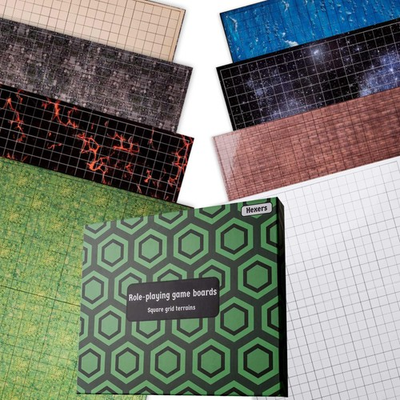 #ad Hexers Role Playing Game Board Mat Square Grid Terrains 8 Different terrain... $76.27