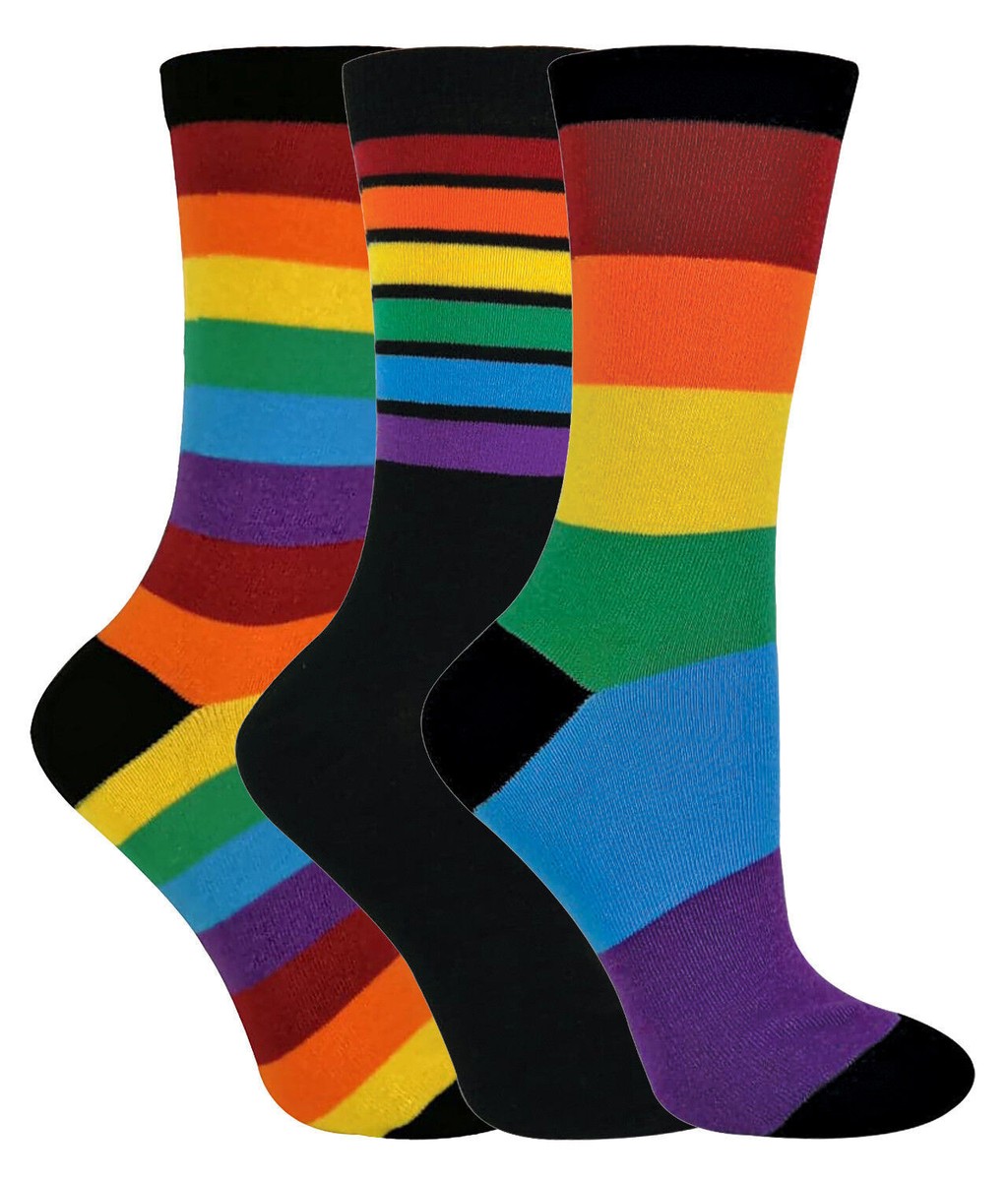 Sock Snob 3er Pack Herren und Damen Baumwolle Bunt Streifen