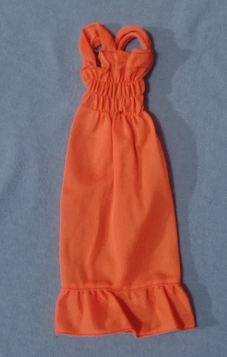Vintage Barbie Clothes - MOD Era Barbie 7814 Long Salmon Dress