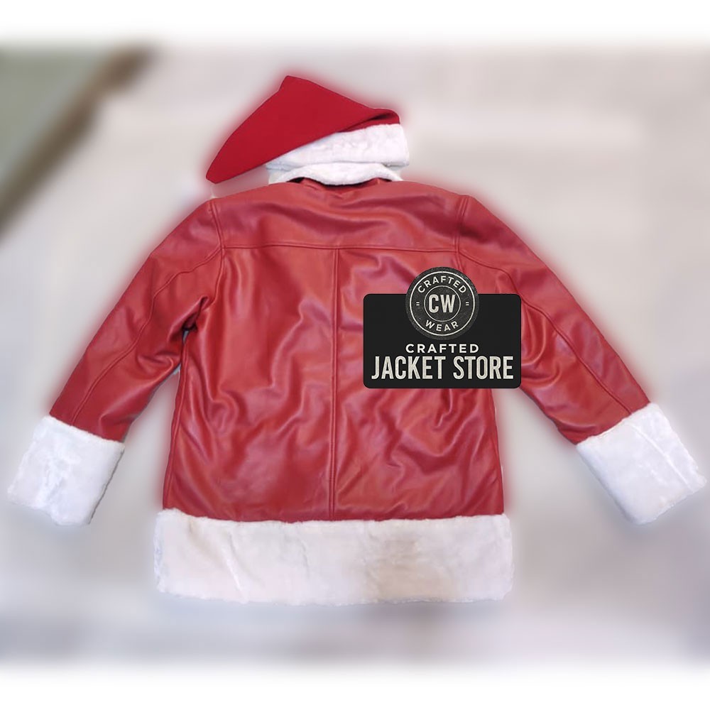 Handmade David Harbour Violent Night Red Leather Santa Claus Coat