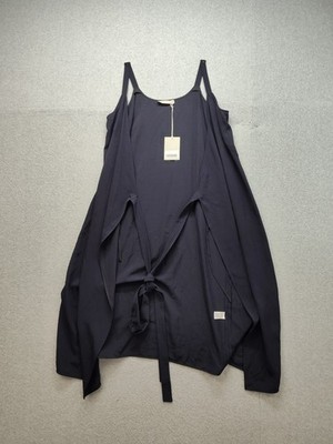 Everlane Women Maxi Dress 14 Navy Sleeveless Shift Wrap Tie Shift Summer Comfort