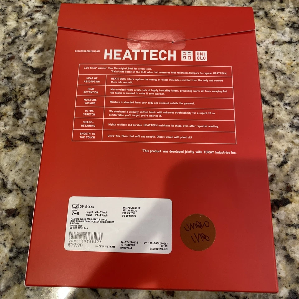 UNIQLO HEATTECH УЛЬТРА ТЕПЛЫЙ ЛЕГГИНСЫ ДЕТЕЙ ЧЕРНЫЙ 7-8 НОВЫЙ - Изображение 2 из 3